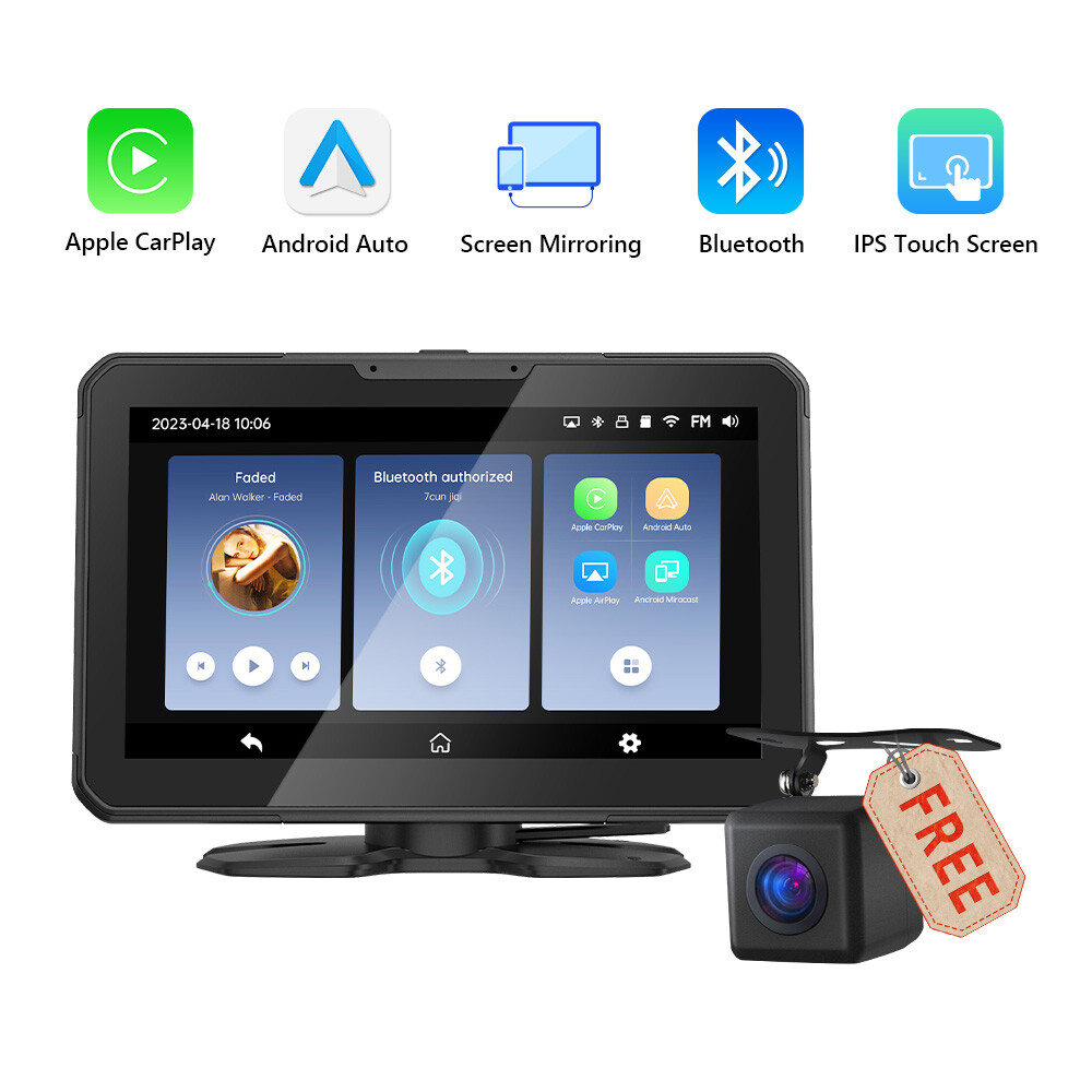CAM+ On Dash Wireless CarPlay Android Auto 7″ IPS Car Stereo Radio Bluetooth SD