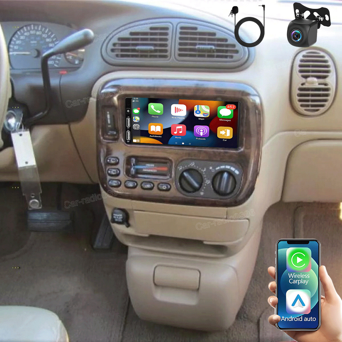 4+64G For Chrysler Town Country 1990-2000 Android Fit for CarPlay Car Radio GPS