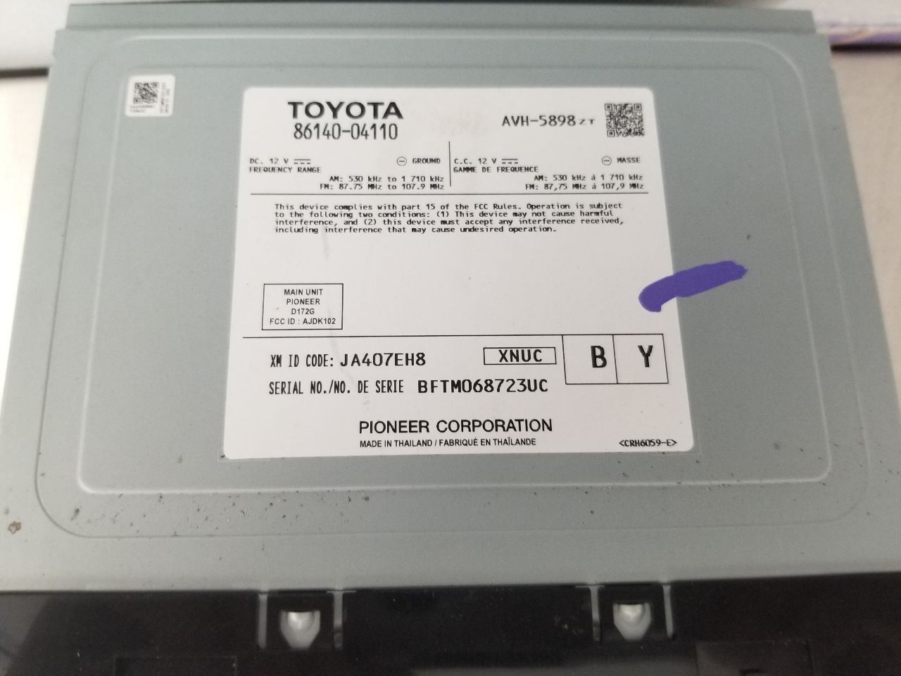 23 TOYOTA TACOMA SR5 4X4 4DR 3.5L RADIO AUDIO DISPLAY AND RECEIVER 8614004110