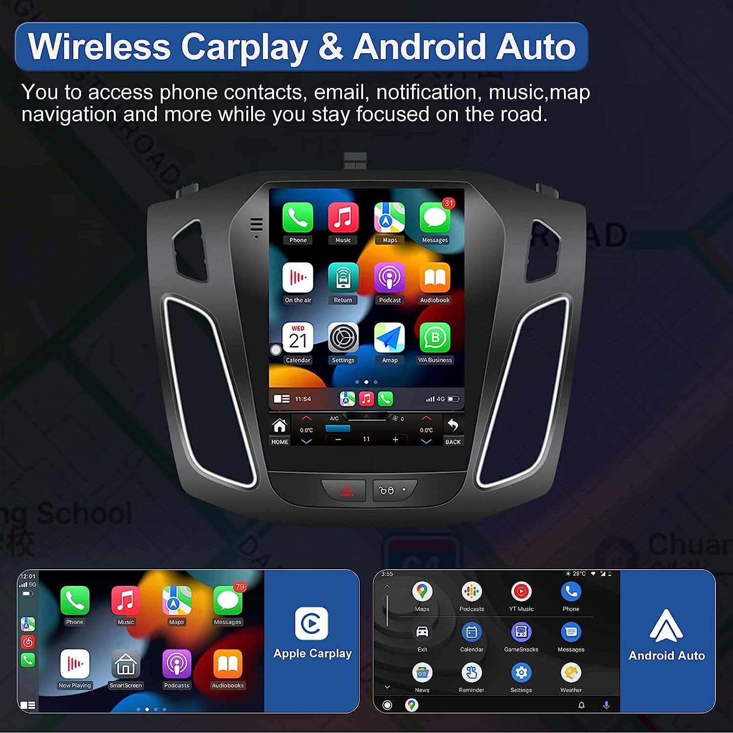 9.7″ For Ford Focus 2012-2018 Android 13 Apple Carplay Car Stereo Radio GPS Navi