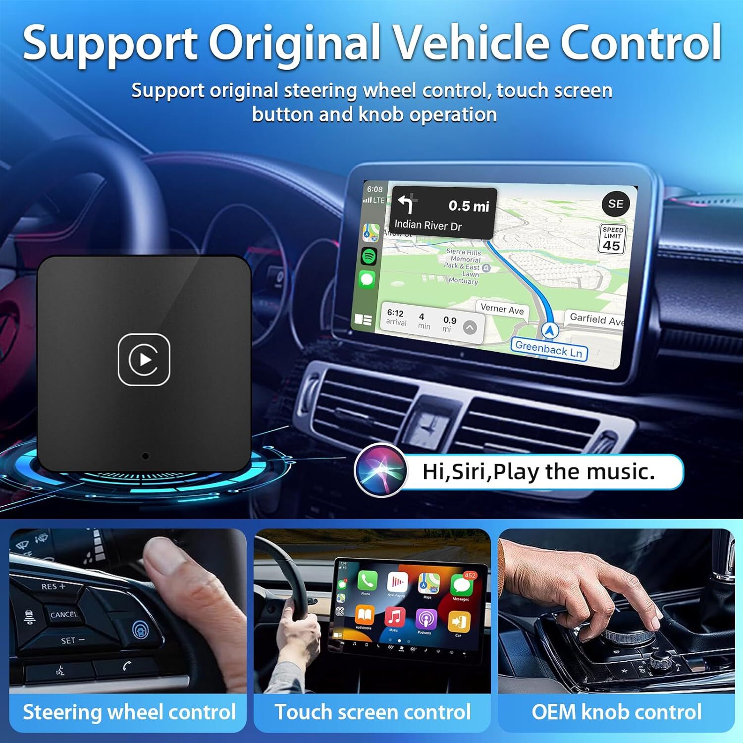 Podofo [Wireless] Carplay Adapter for iPhone,Wireless Adapter for Factory Wired
