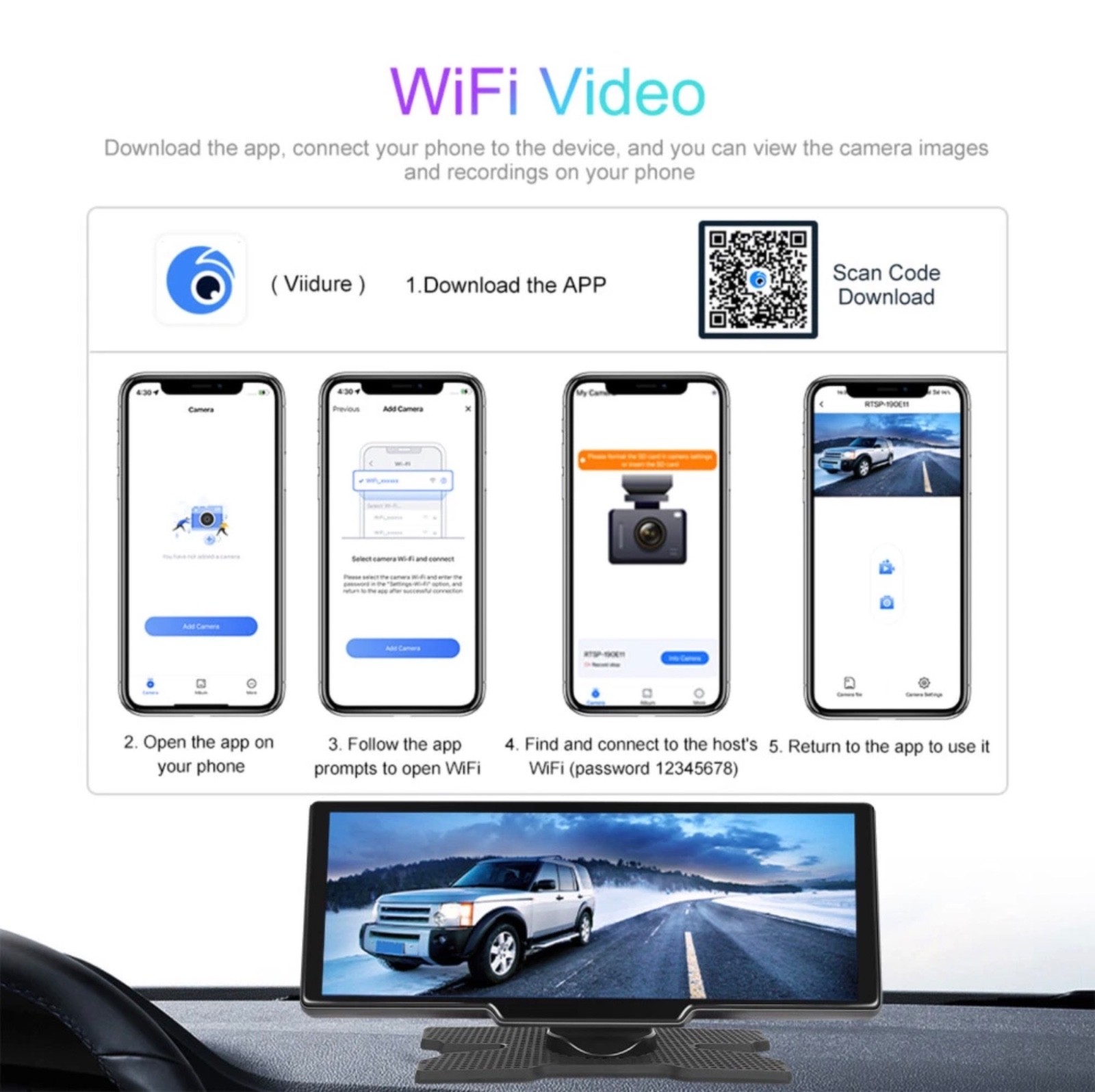 Touch Screen Wireless Apple CarPlay Android Auto DVR Dash Cam And Reverse Camera