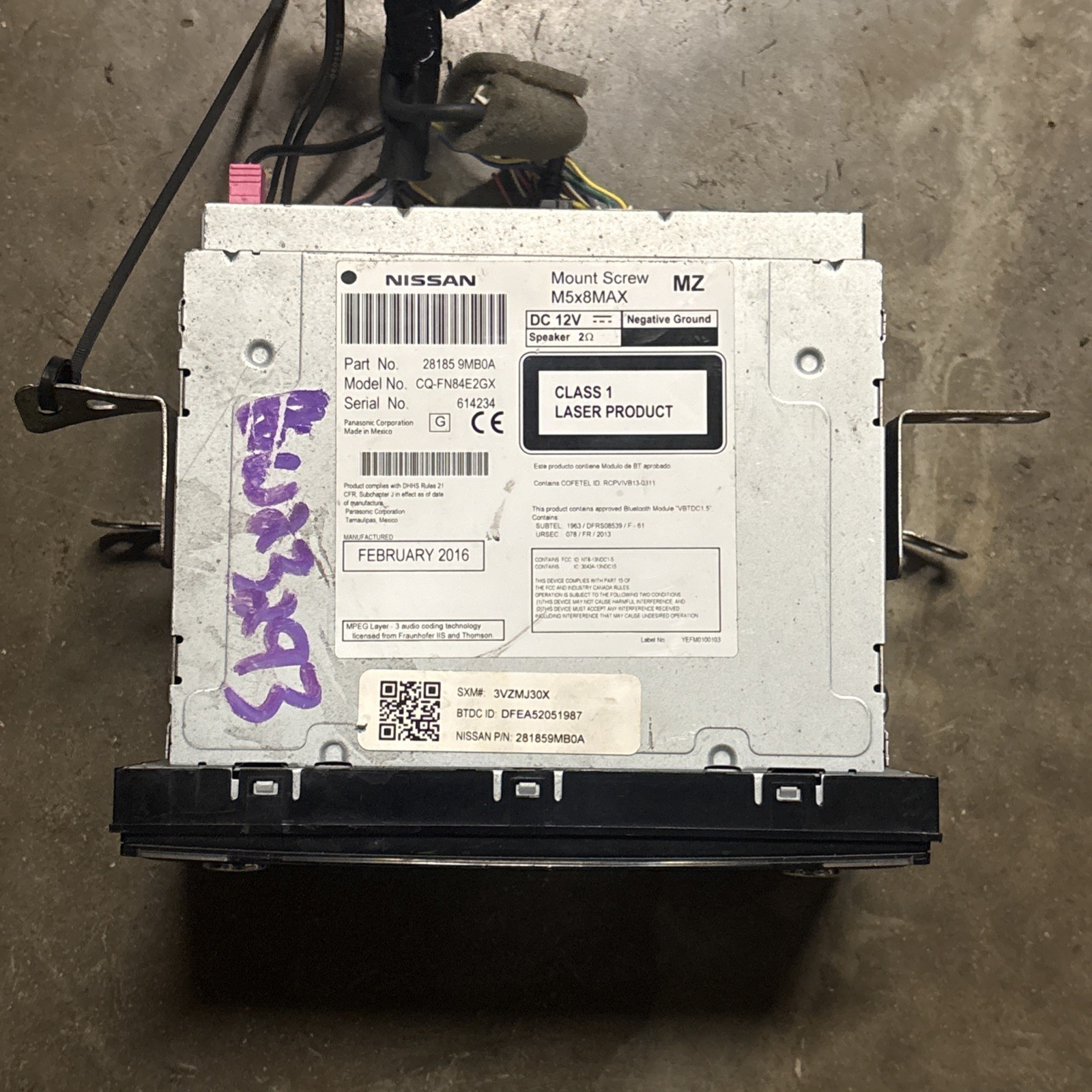 2015 to 2016 Nissan Sentra Versa Radio CD Player AM/FM 281859MB0A OEM AA7807 DG