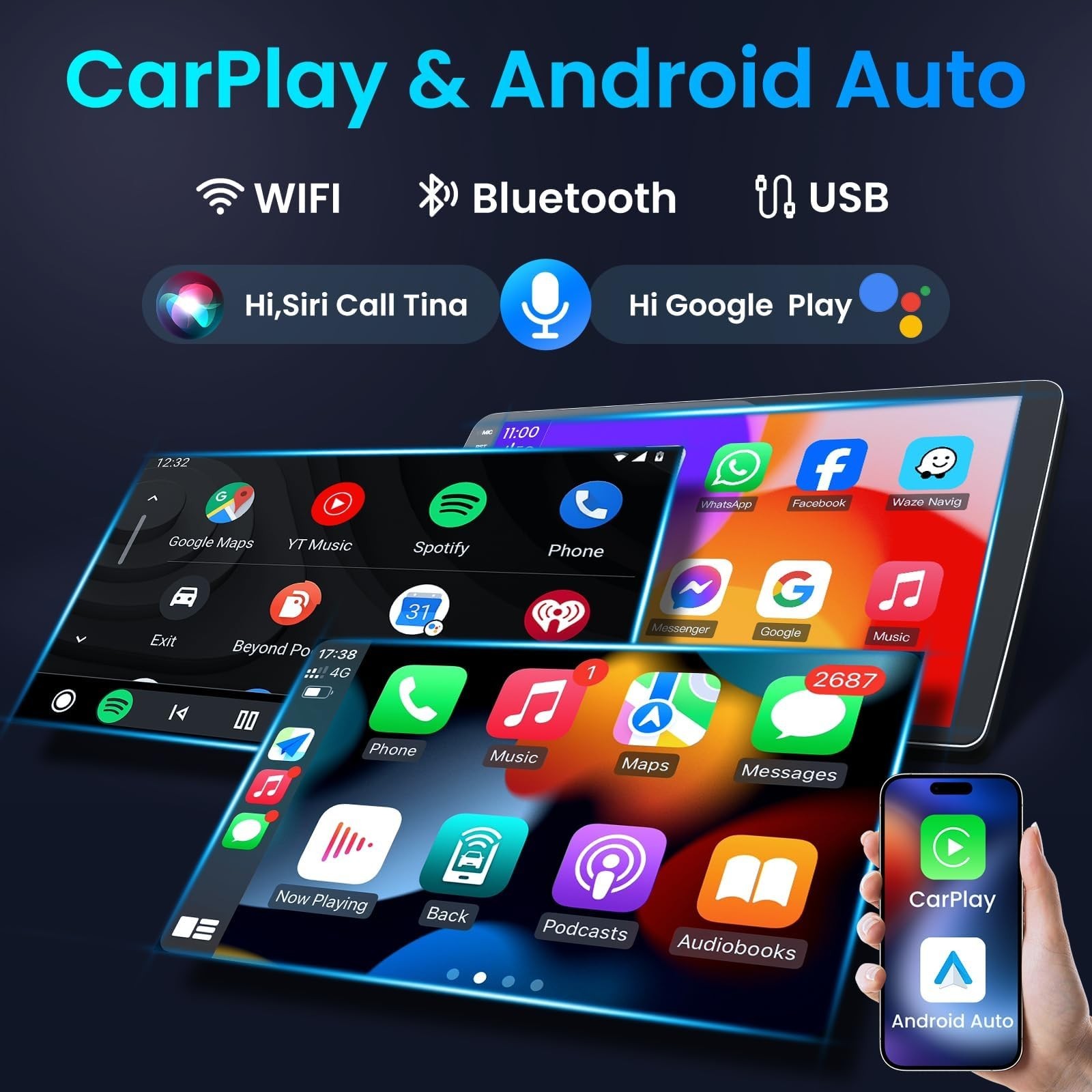 Car Radio Stereo Carplay For 1998-2002 Honda Accord 4+64G 9in FM Touchscreen