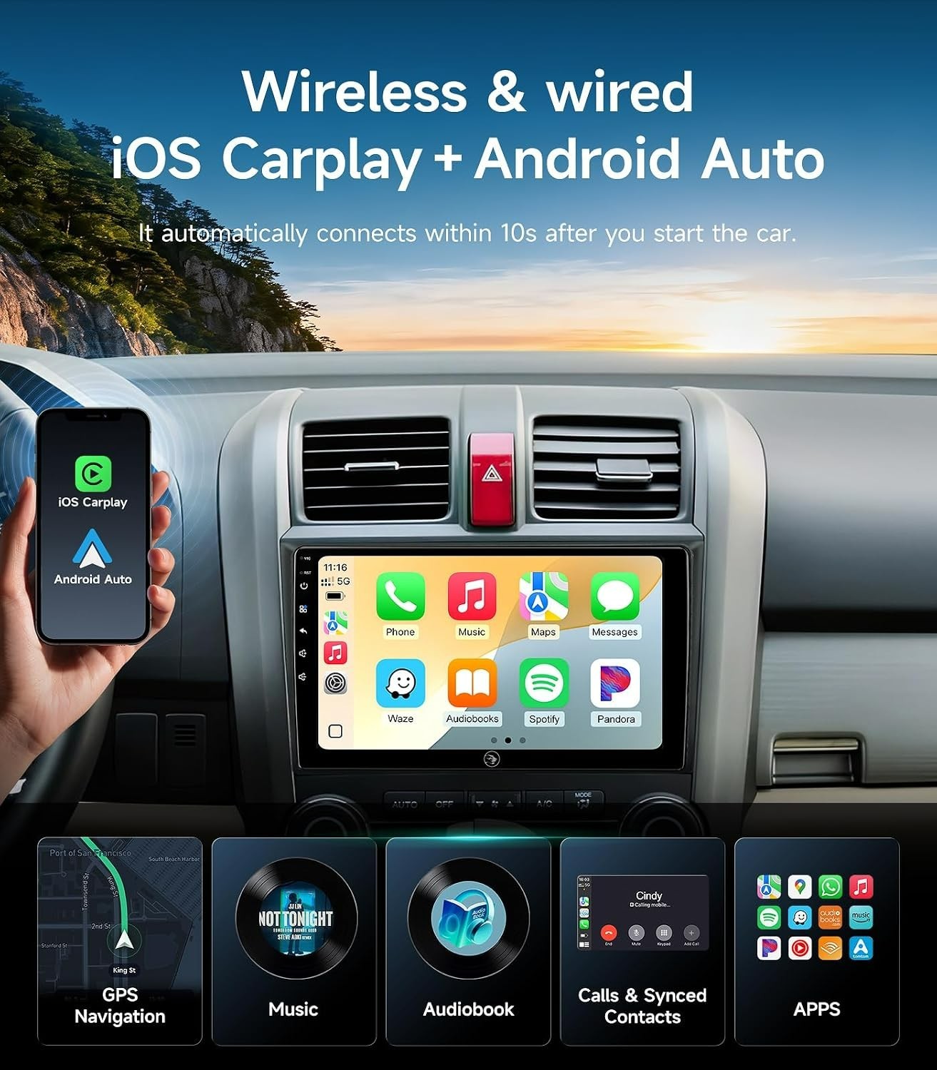 *NEW* Honda CR-V 2006-2011 Stereo Wireless CarPlay & Android Auto 9-inch 2+64G