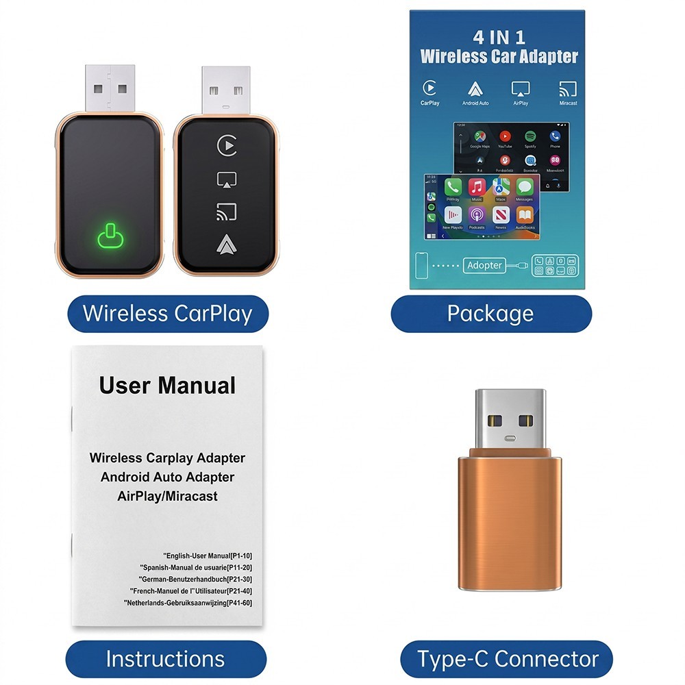 TrolinkTek Wireless CarPlay Adapter for Apple iOS/Android Auto/AirPlay/Miracast