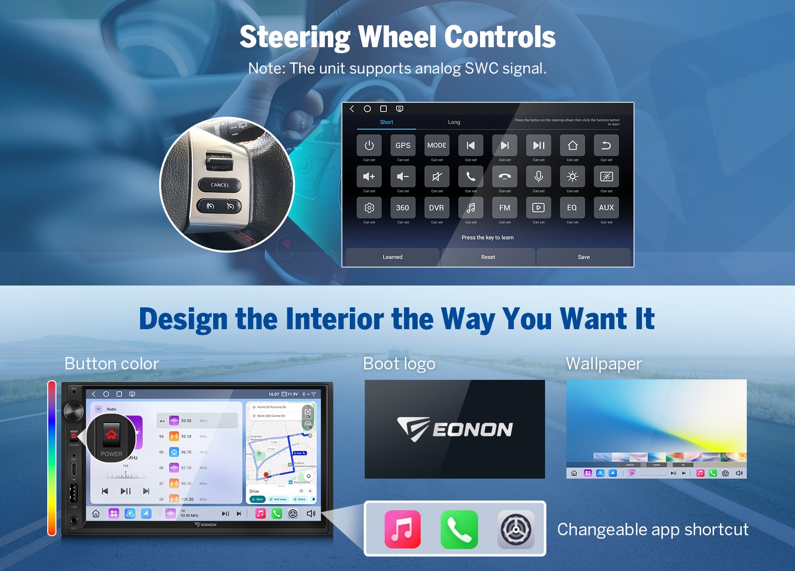 Eonon UX6S2 2DIN 7″ QLED 6+64GB Android 13 Car Stereo Radio Wireless CarPlay GPS