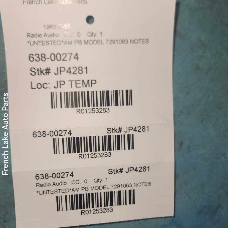 UNTESTED A/M Radio 7291063 Fits 1965 OLDSMOBILE F85 1253283