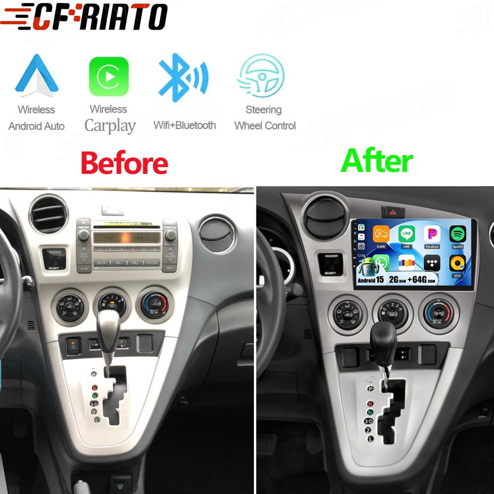For Toyota Matrix 2009-2014 2+64GB Android 15 Car Stereo Radio GPS Navi Carplay