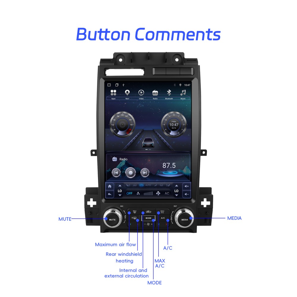 12.1″ 4+64GB Android 15 Carplay Tesla Car Stereo Radio For Ford Taurus 2010-2012