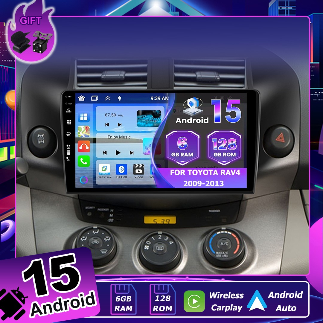 FOR TOYOTA RAV4 2009-2013 CARPLAY CAR RADIO ANDROID 15 NAVI GPS DSP🌟6GB+128GB🌟