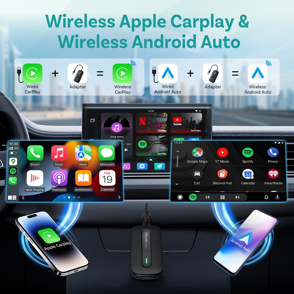 Ottocast Express Multimedia Aibox Wireless CarPlay Adapter Android Auto WIFI 5G
