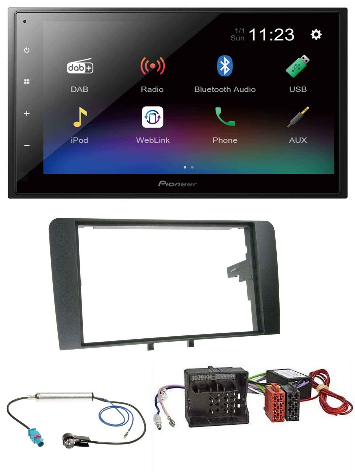Pioneer USB Bluetooth DAB 2DIN MP3 Car Stereo for Audi A3 8P 2003-2012 Active System