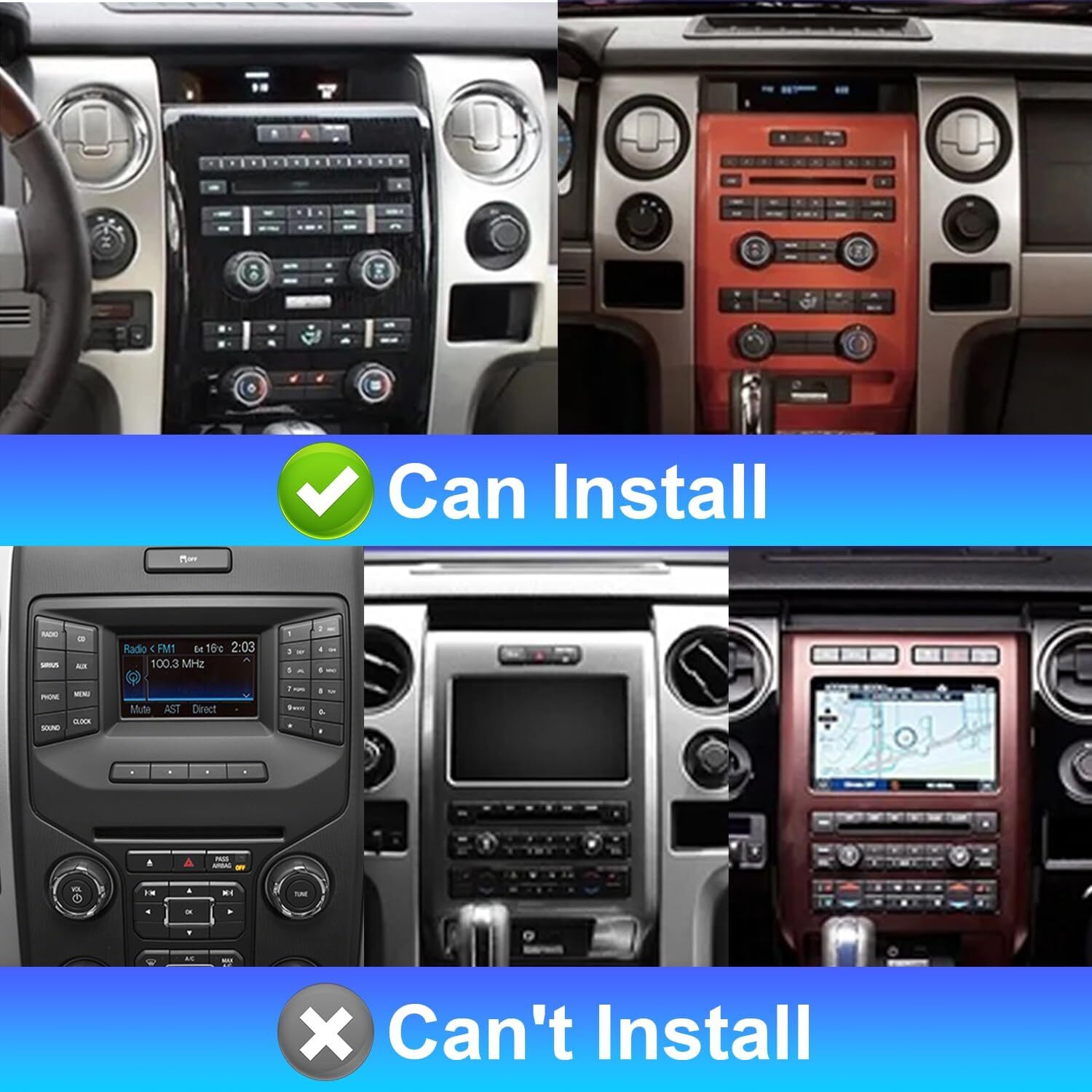Car Stereo Radio For Ford F150 2009-2014 F-150 Apple Carplay Android 15 GPS Navi