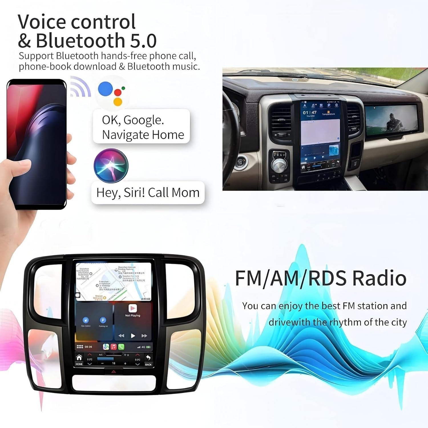 13″ For Dodge Ram 2014-2018 Android Car Stereo Radio Carplay GPS Screen 4+64GB