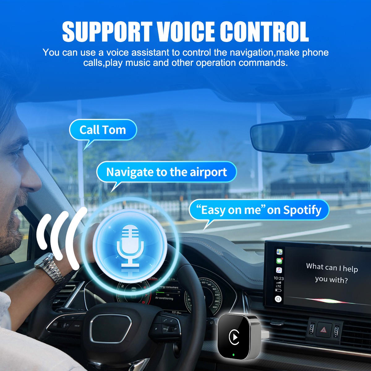 2 in 1 USB Auto Wireless CarPlay Adapter For iPhone Wireless Dongle Plug ＆ Play