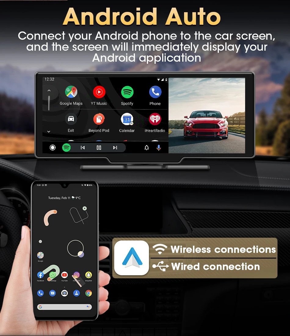 Universal Portable 10.26 Inch Car Intelligent System for 5G WIFI Plug and Play