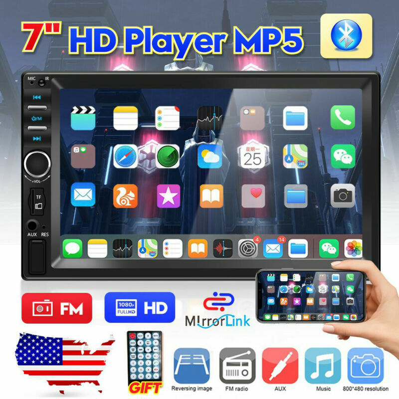 Double 2DIN 7″ Car Radio Stereo IOS/Android Mirror Link Bluetooth FM USB AUX MP5