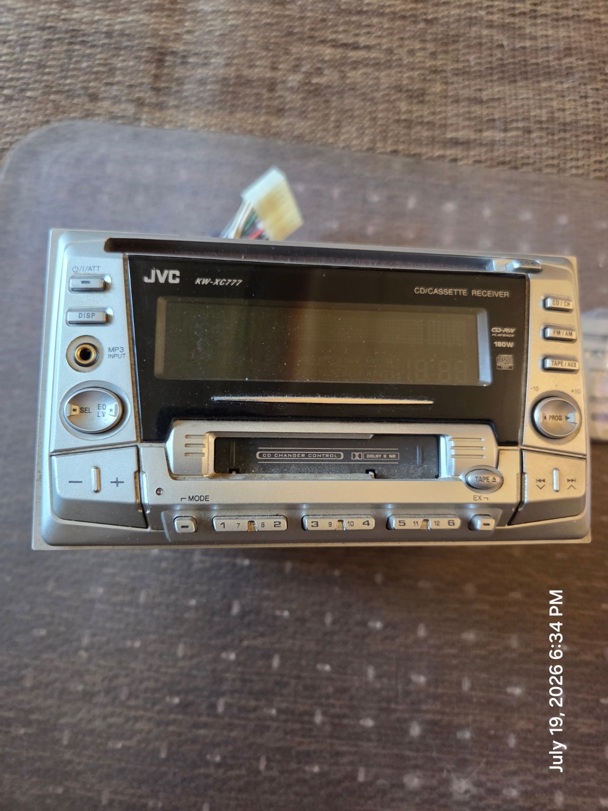 Vintage JVC KW-XC777 Double DIN CD/Cassette Receiver Radio + Brackets – WORKING