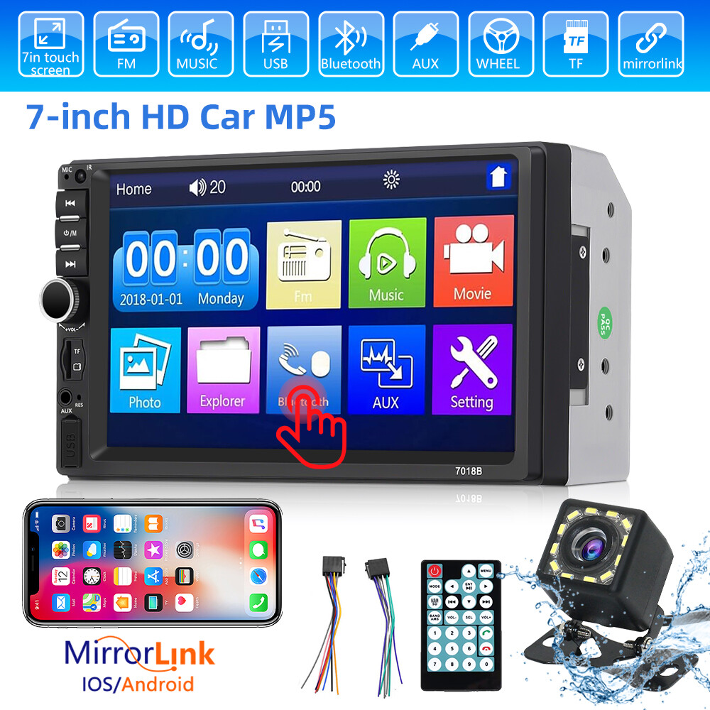 Radio Estereo De Pantalla Coche Carro Auto MP5 Tactil 2 DIN Bluetooth Con Camara