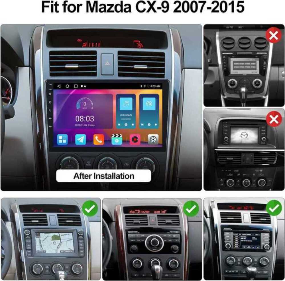 For 2007-2015 Mazda CX-9 Apple CarPlay Car Stereo Radio Android 13 GPS Navi WIFI