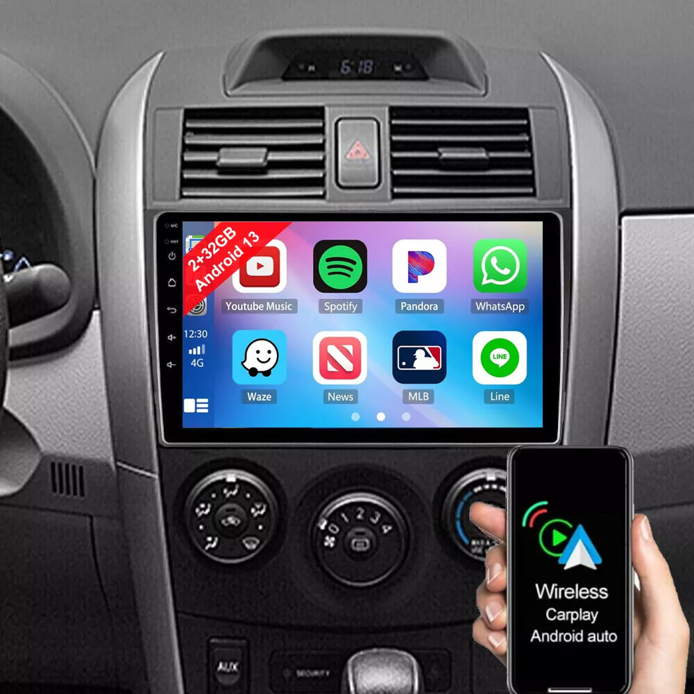 Apple Carplay WiFi For Toyota Corolla 2009-2013 Android 13. Car Stereo Radio GPS