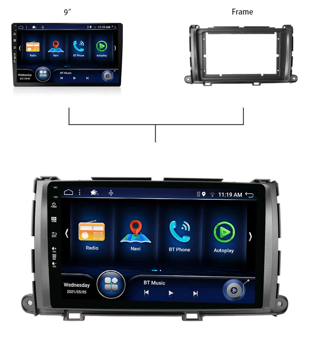 CarPlay For Toyota Sienna 2011-2014 Android 14 Car Radio Stereo GPS Navi 8G+256G