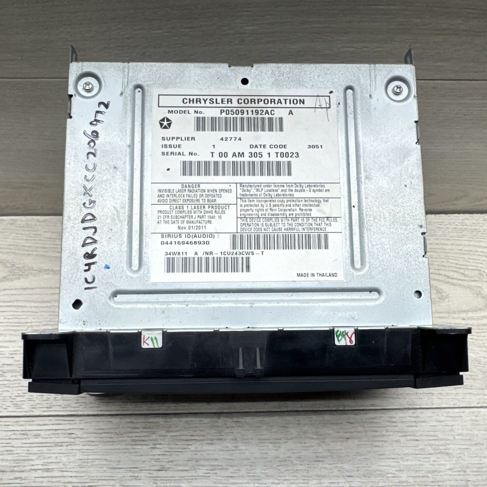 2011-2013 Jeep Dodge Chrysler RHB Navigation MyGig High Speed Radio P05091192AC