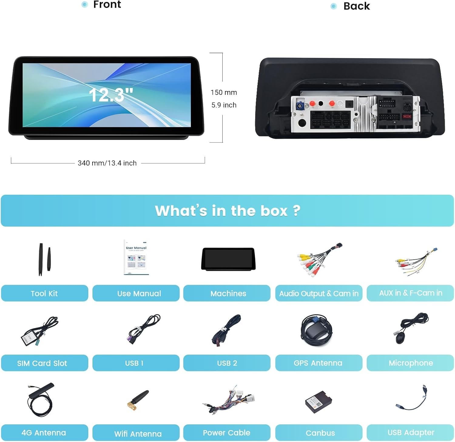Roadanvi 12.3″ Car Stereo for Toyota RAV4 2019-2022 CarPlay Android Auto WiFi BT