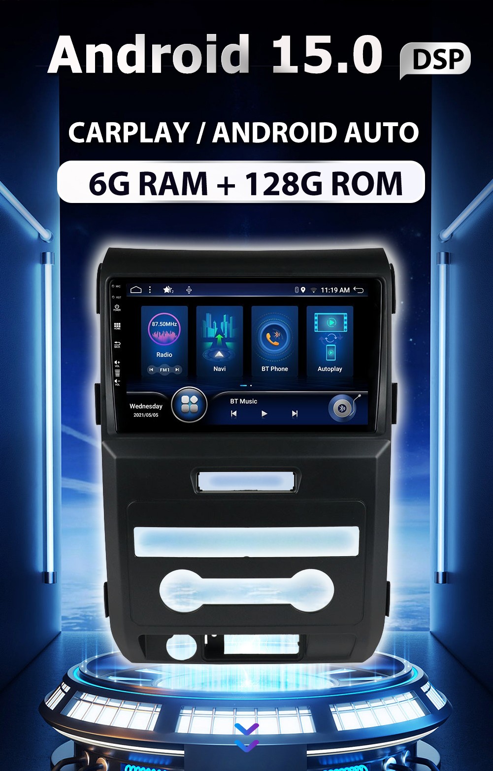 For Ford F-150 F150 2009-2012 Car Stereo Radio Navi Android 14 CarPlay SWC 128GB