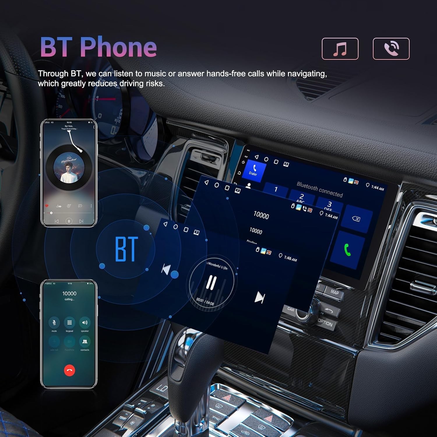 Camecho Dashboard Mount Stereo CarPlay Radio 10″ Touchscreen Bluetooth 4GB+64GB
