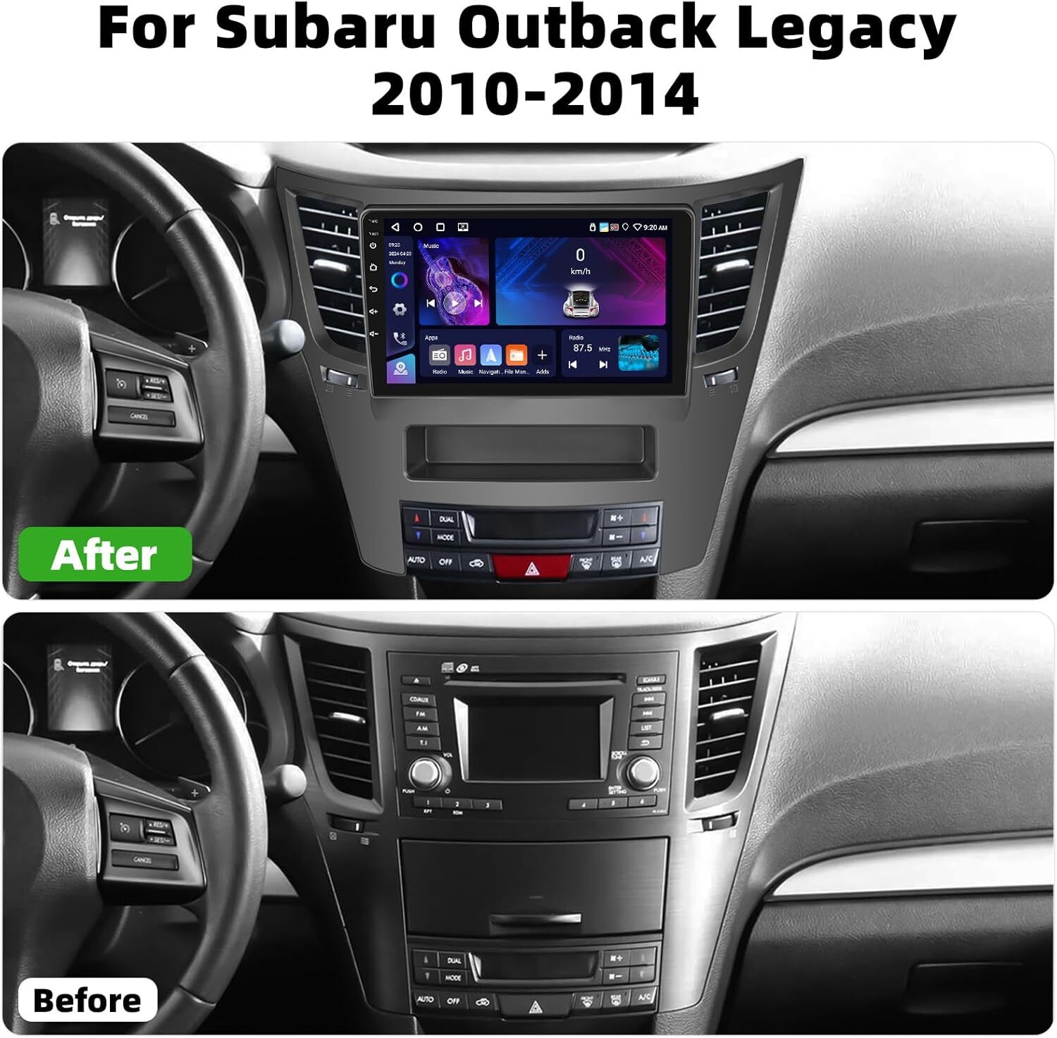 For 2009-2014 Subaru Legacy Outback Android14 4+64G Carplay GPS Car Radio Stereo