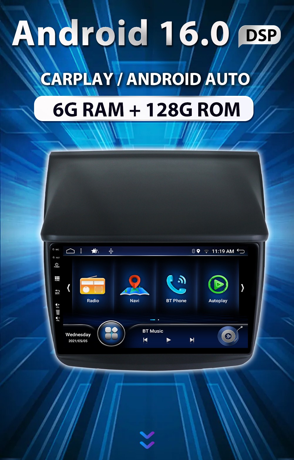 128GB Car Stereo For Mitsubishi Triton ML MN 2006-15 Android 16 GPS Navi CarPlay