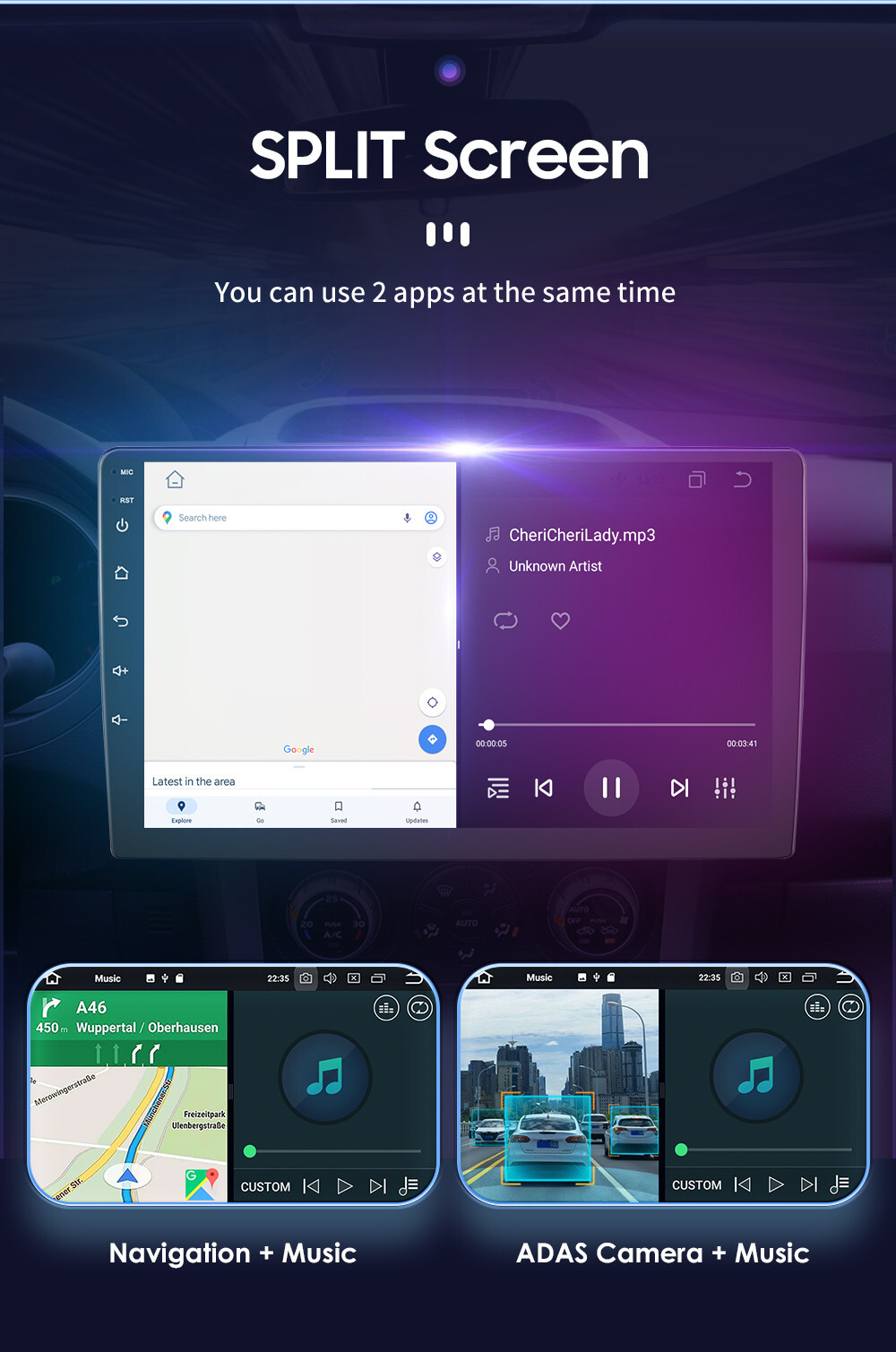 In Dash 10.1″QLED 1280*720 Car Android Octa Core Stereo DSP GPS Radio Carplay US