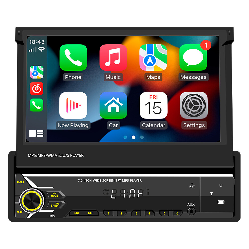 Portable MirrorLink Flip out Autoradio 7 inch Wireless Carplay MP5 MP4 BT Player