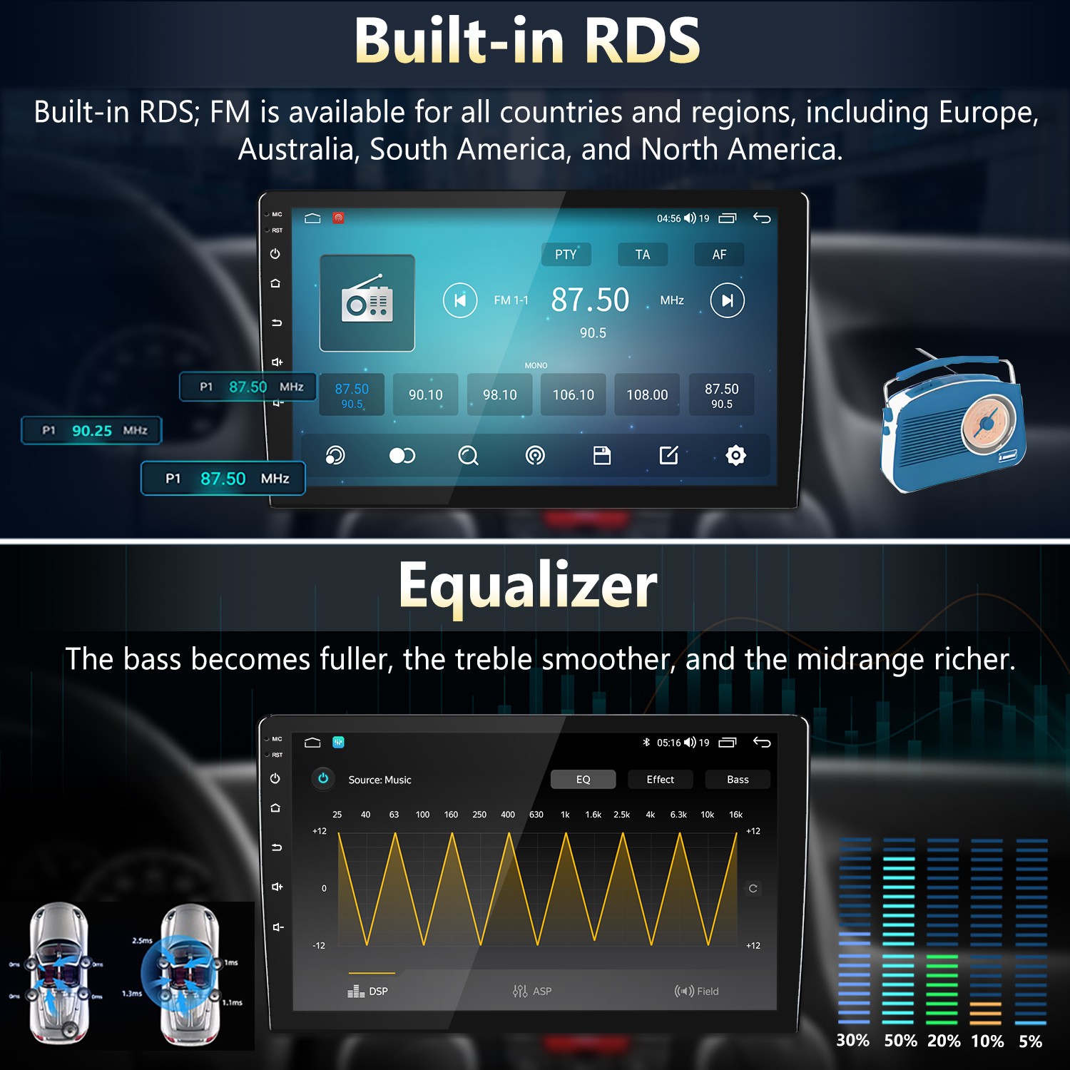 4+64GB Android 15 CarPlay Car Stereo Radio GPS Navi For Hyundai Sonata 2001-2012