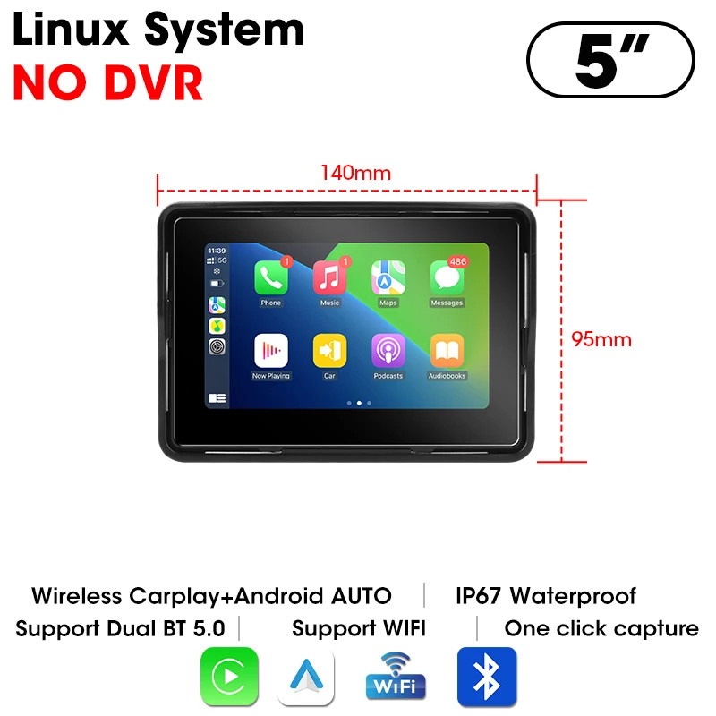 Portable 6.86 inch Motorcycle DVR GPS Navigation 2K Camera Wireless Android