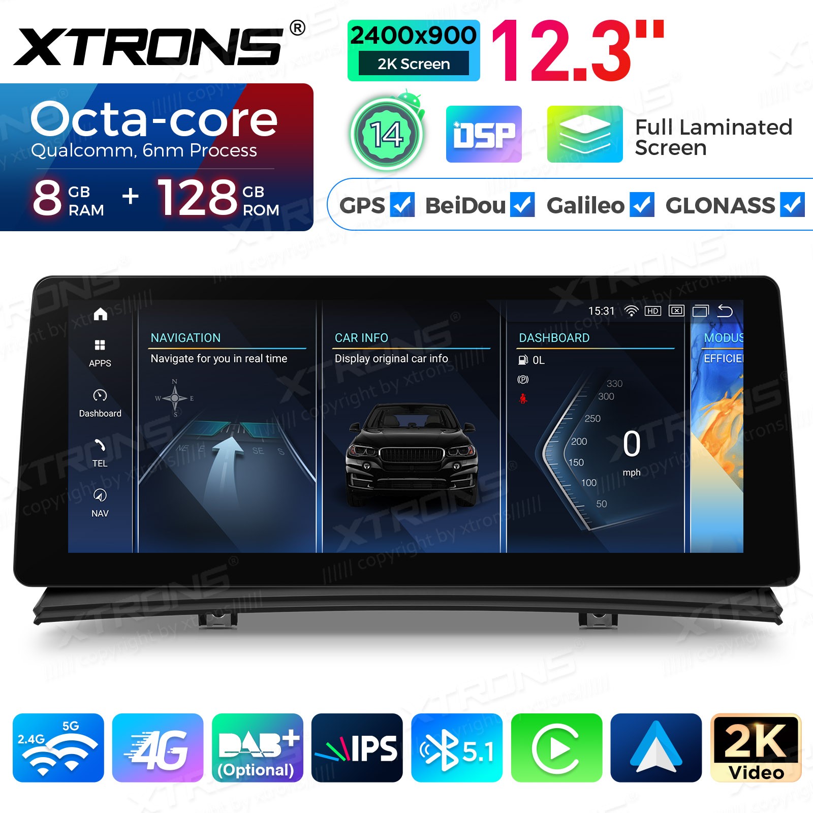 For BMW X3 E83 MASK 10.25″ Android 13 8 Core 4+64GB GPS Stereo Navi DAB+