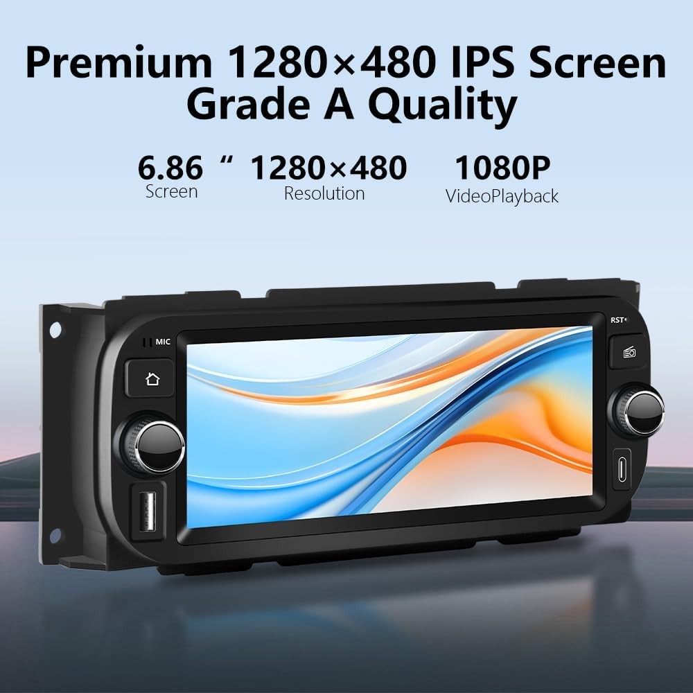 6.8″Android15 Carplay 64GB Car Stereo Radio GPS Navi For 2003-2006 Jeep Wrangler