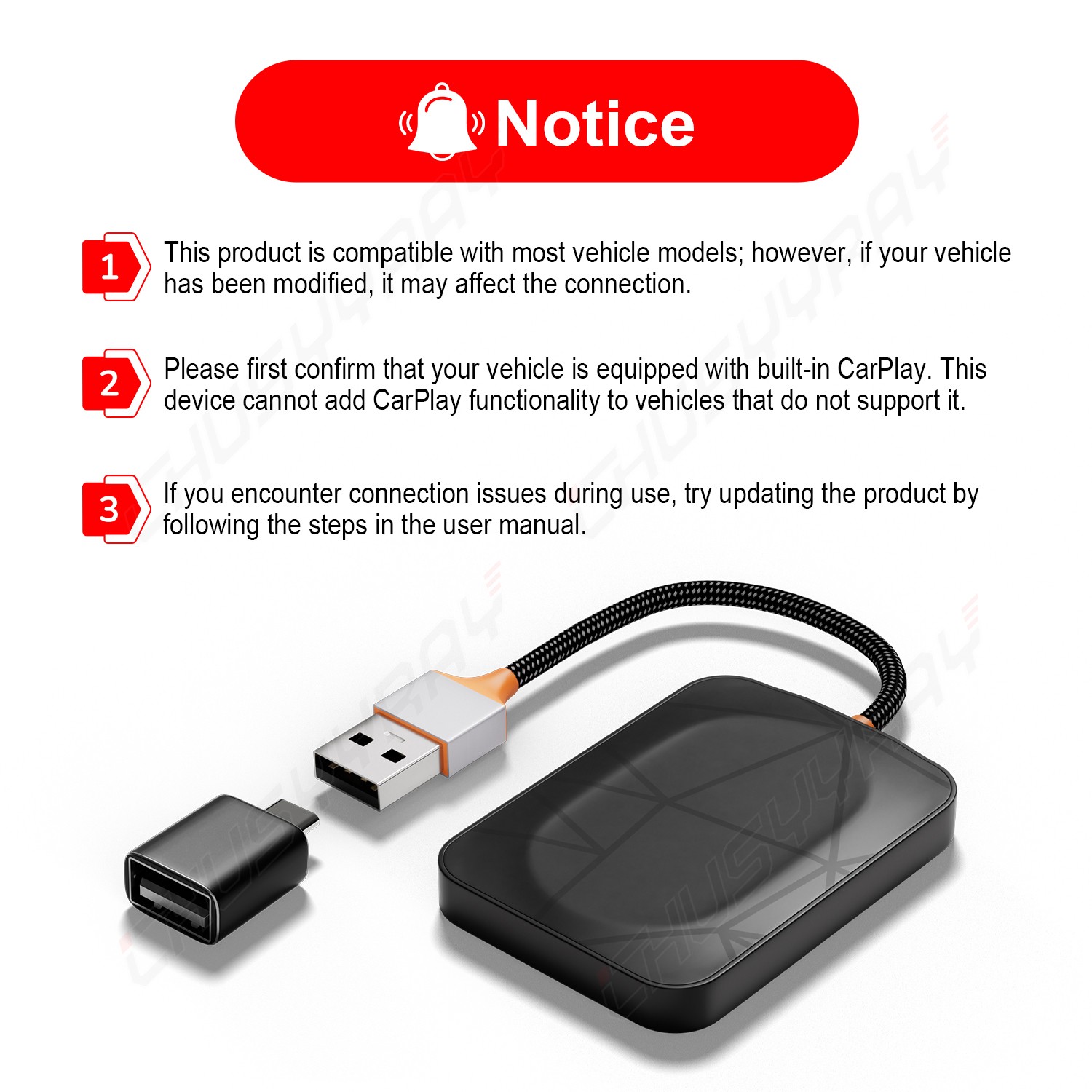 For Acura ADX 2025 Wireless CarPlay Adapter Dongle USB For Apple iOS