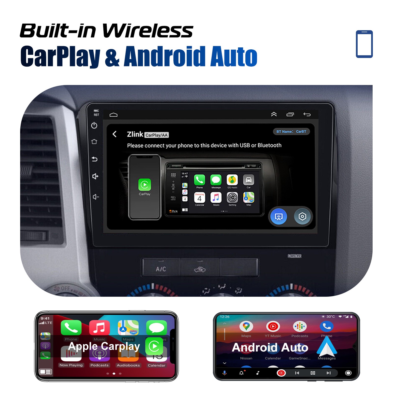 Apple Carplay For Toyota Tundra 2007-2013 Sequoia 2008-2019 Car Stereo GPS Radio