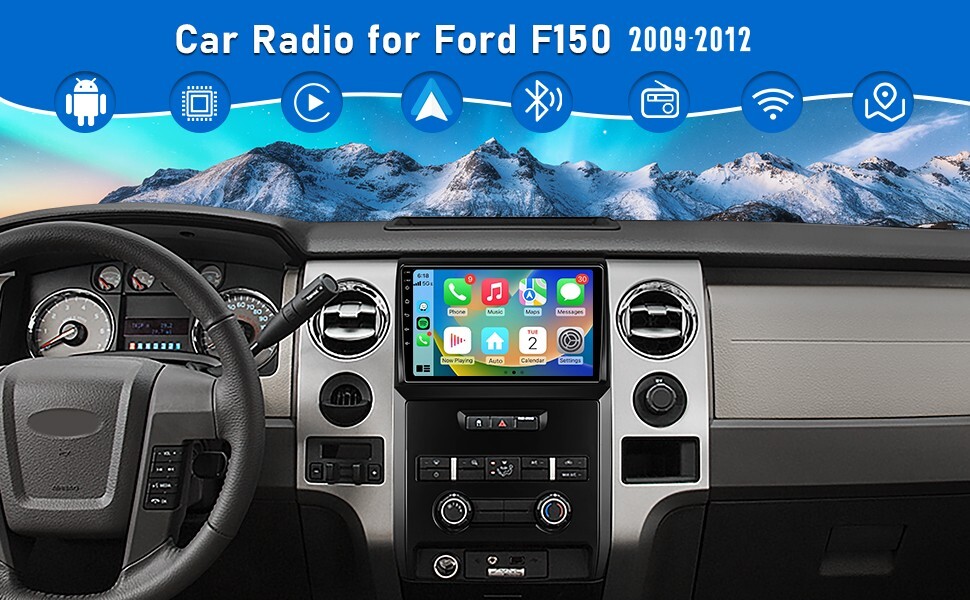 Car Stereo for Ford F-150 2009–2012 Wireless CarPlay, Android Auto WiFi, FM/RDS