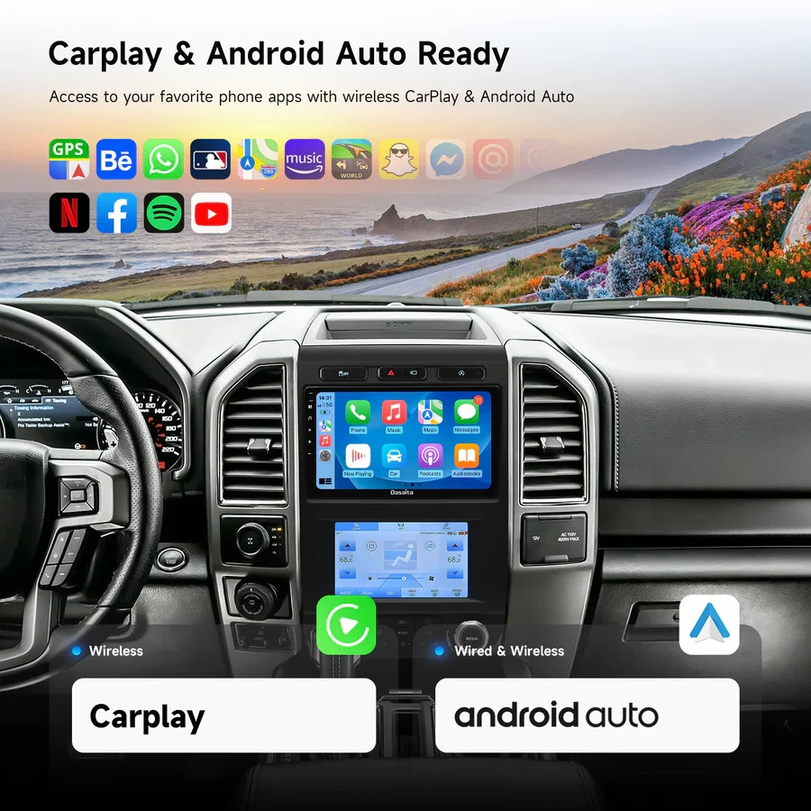 Dasaita 9″ Car Radio Screen for Ford F150 2015-2018 carplay Android13 8G+256G