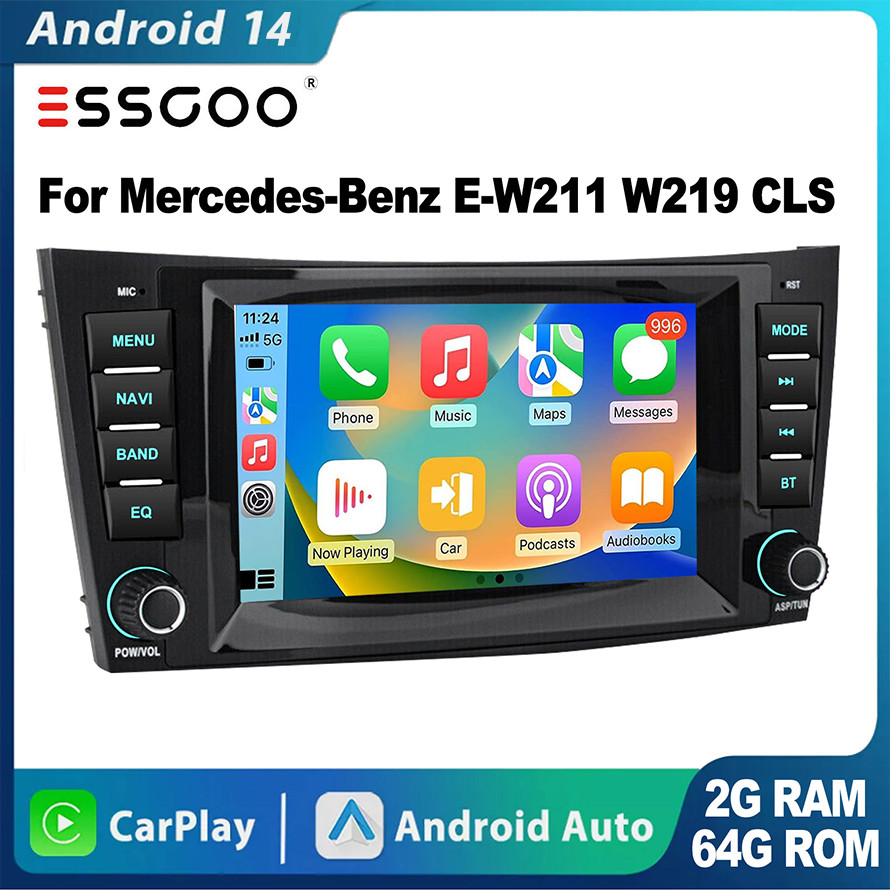 64G For Mercedes-Benz E-W211 W219 CLS350 Android 14 Car Stereo GPS CarPlay Radio