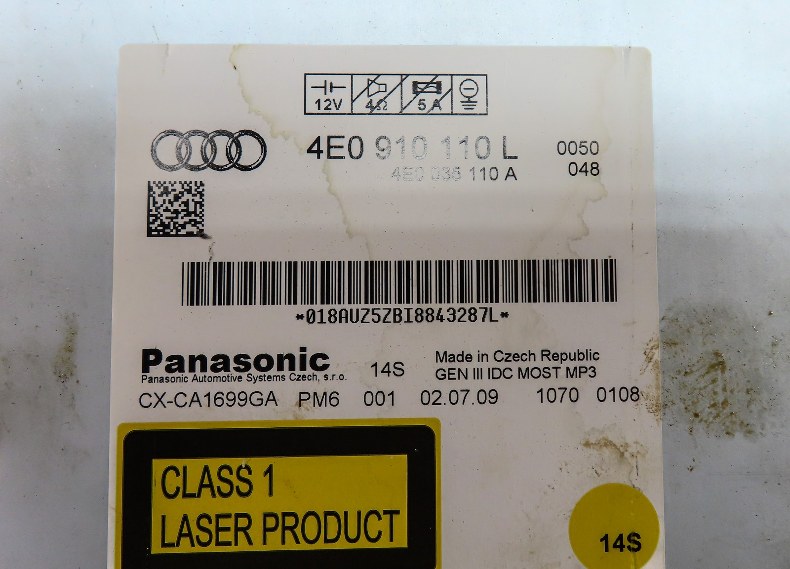 2007-2011 AUDI Q7 (4L) RADIO STEREO 6 DISC CD CHANGER PLAYER READER DRIVE