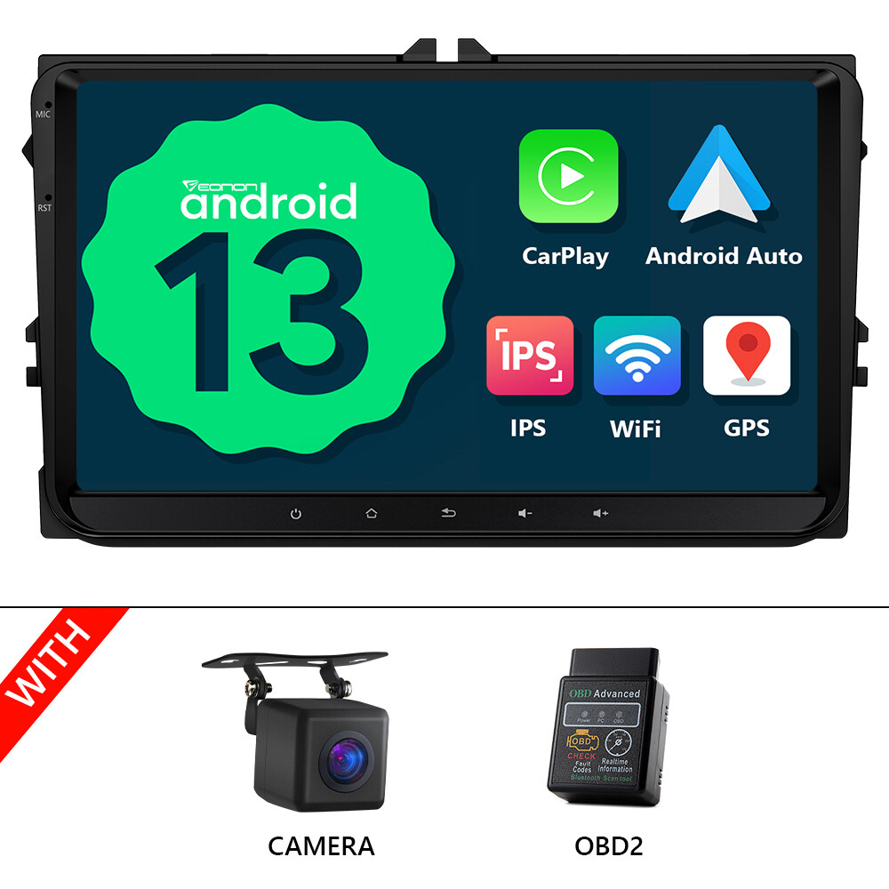 CAM+OBD+Android Auto 13 CarPlay 9″ GPS Car Radio Stereo Bluetooth For Volkswagen
