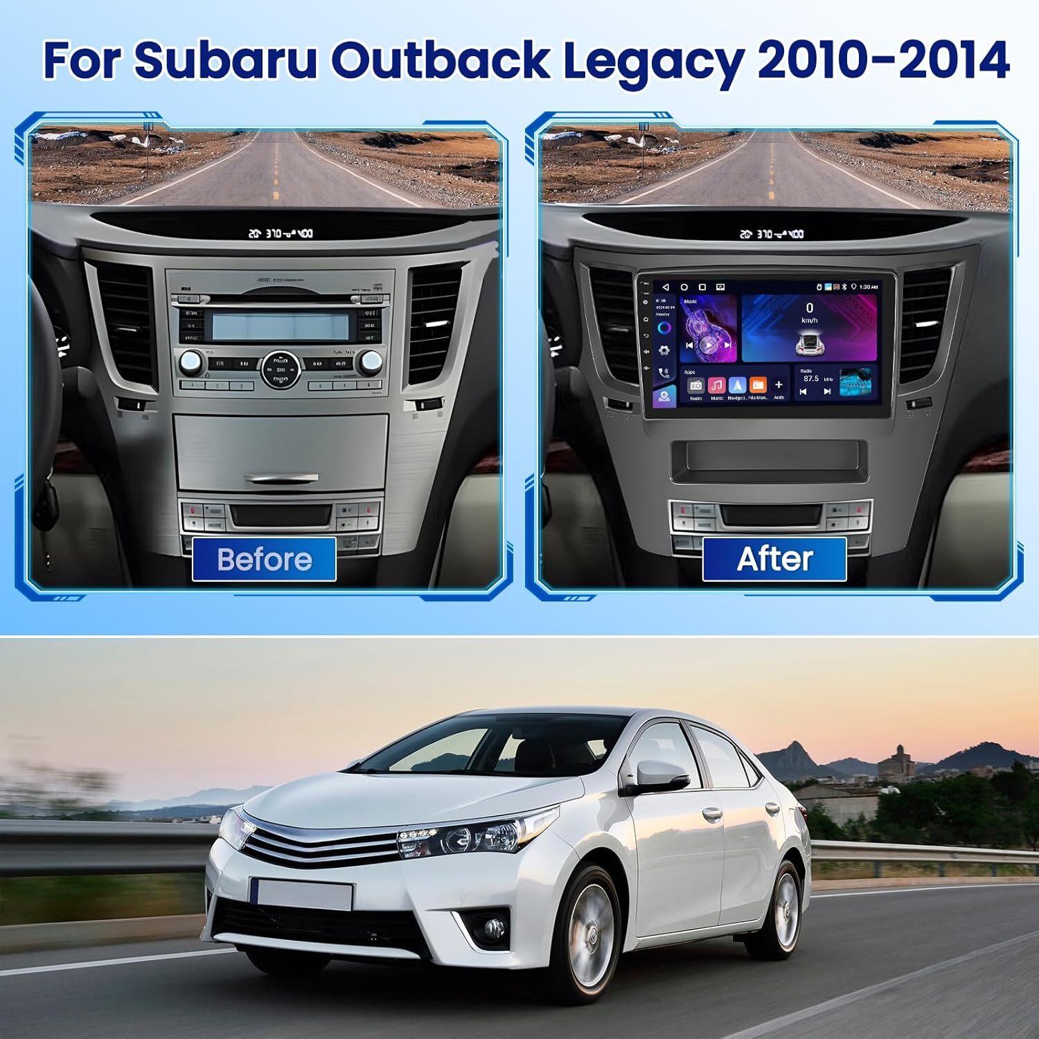 For 2009-2014 Subaru Legacy Outback Android14 4+64G Carplay GPS Car Radio Stereo