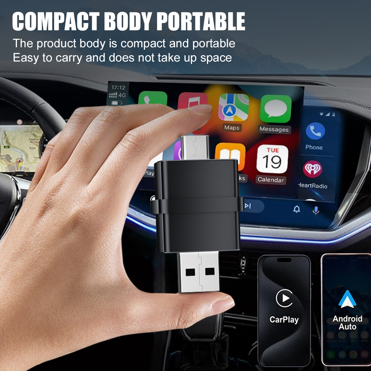 2 in 1 Wireless Apple Carplay Android Auto Adapter Mini USB & Type-C Dongle Box~
