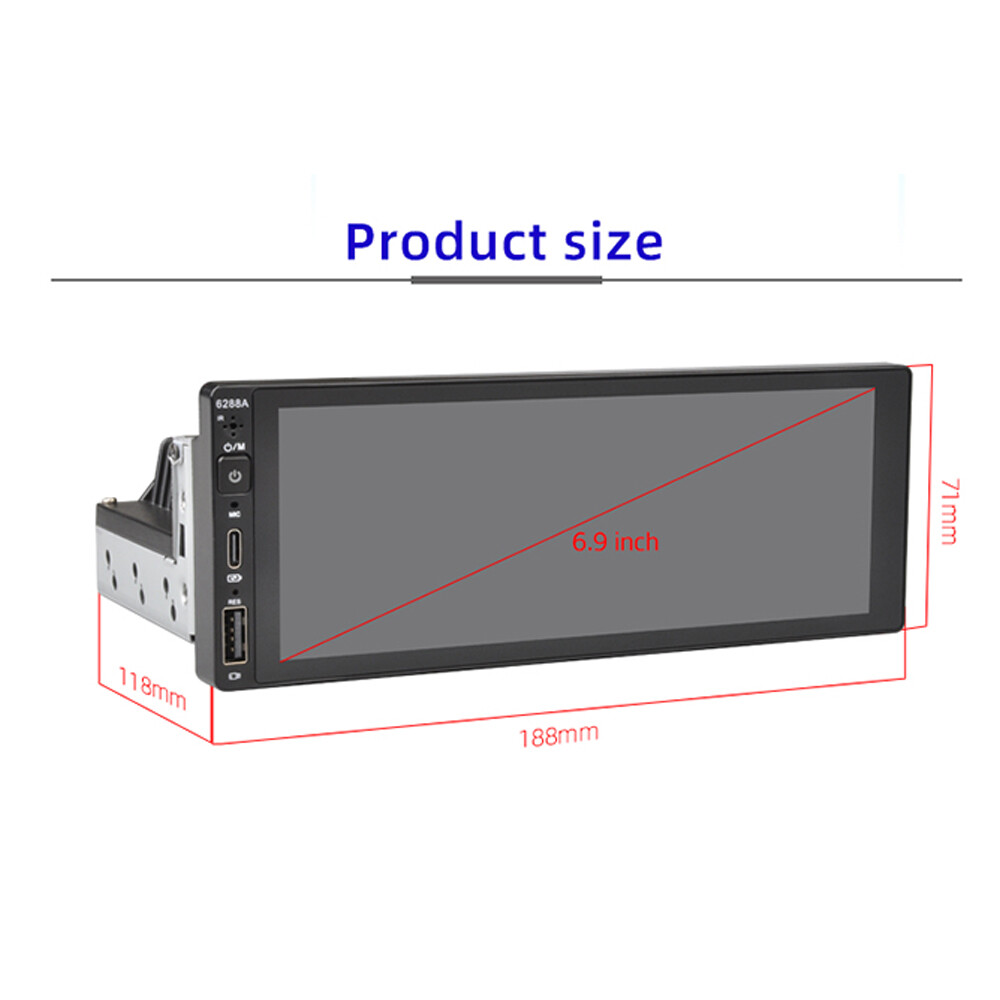 For Wireless Apple Carplay Android Auto 1 Din 6.9″ Car Radio Stereo GPS WIFI FM