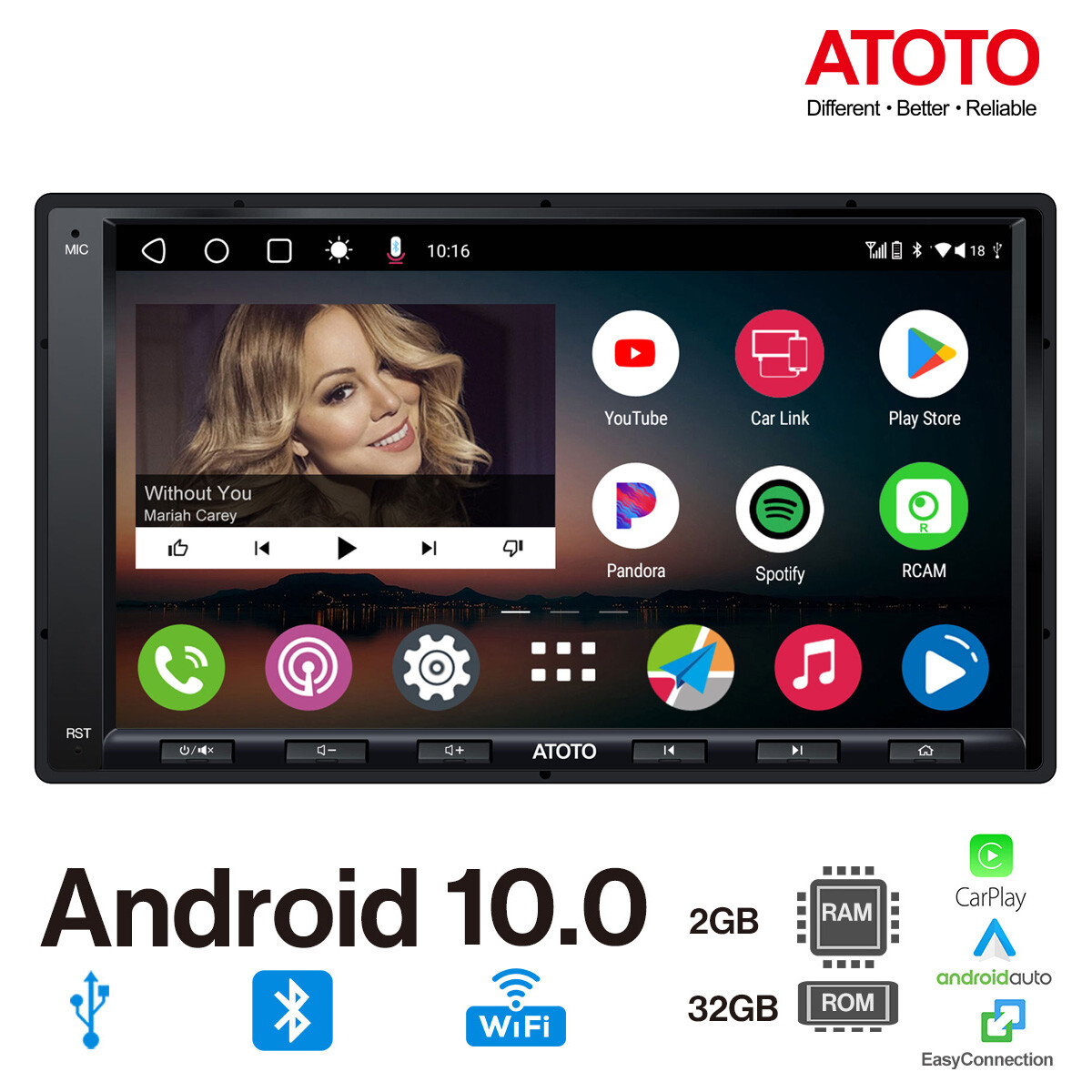 ATOTO A6PF 7IN 2DIN Car Stereo 2+32G Wireless Android Auto & CarPlay,2xBluetooth